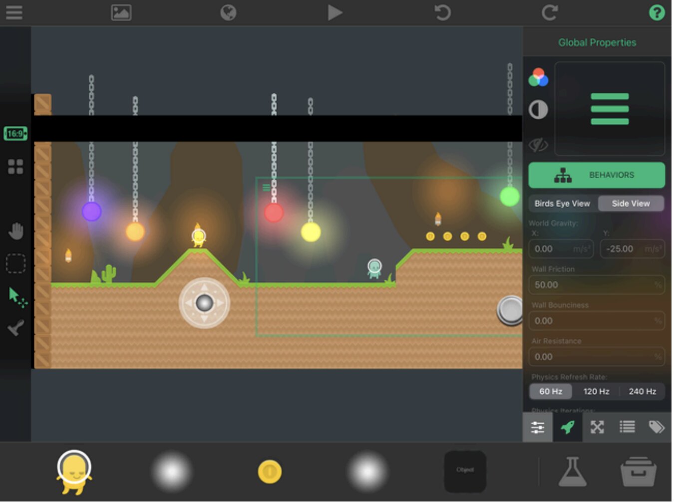 hyperPad game editor screenshot shared for the beginner game development resource